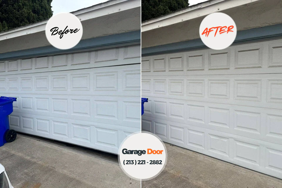 Before and after: garage door repair Munford, AL